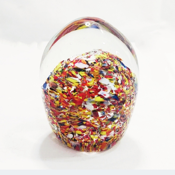 Vintage Mid-Century Modern Hand-Blown Colorful Art Glass Paperweight - Picture 6 of 6